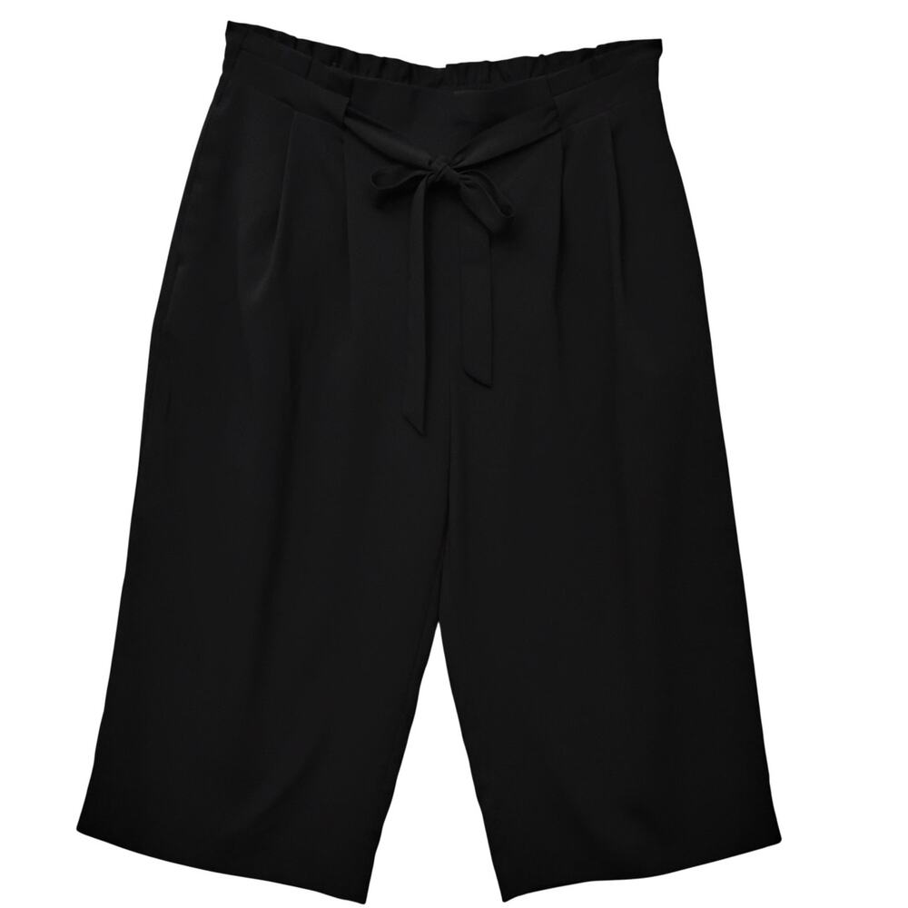 Worthington Petite Paperbag Capri Pants Size Medium Petite Black Tie at Waist